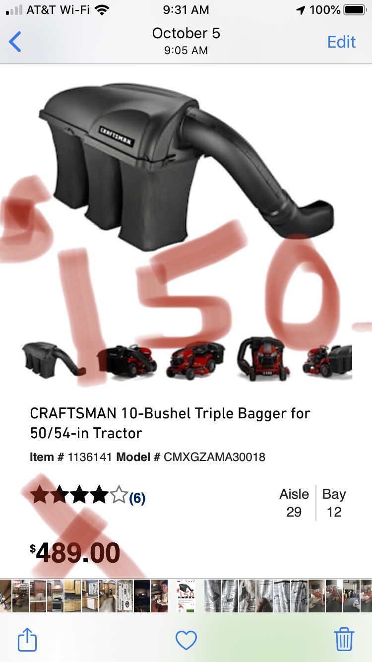 Craftsman bagger attachment for 50 and 54 inch deck’s new in box $500 value