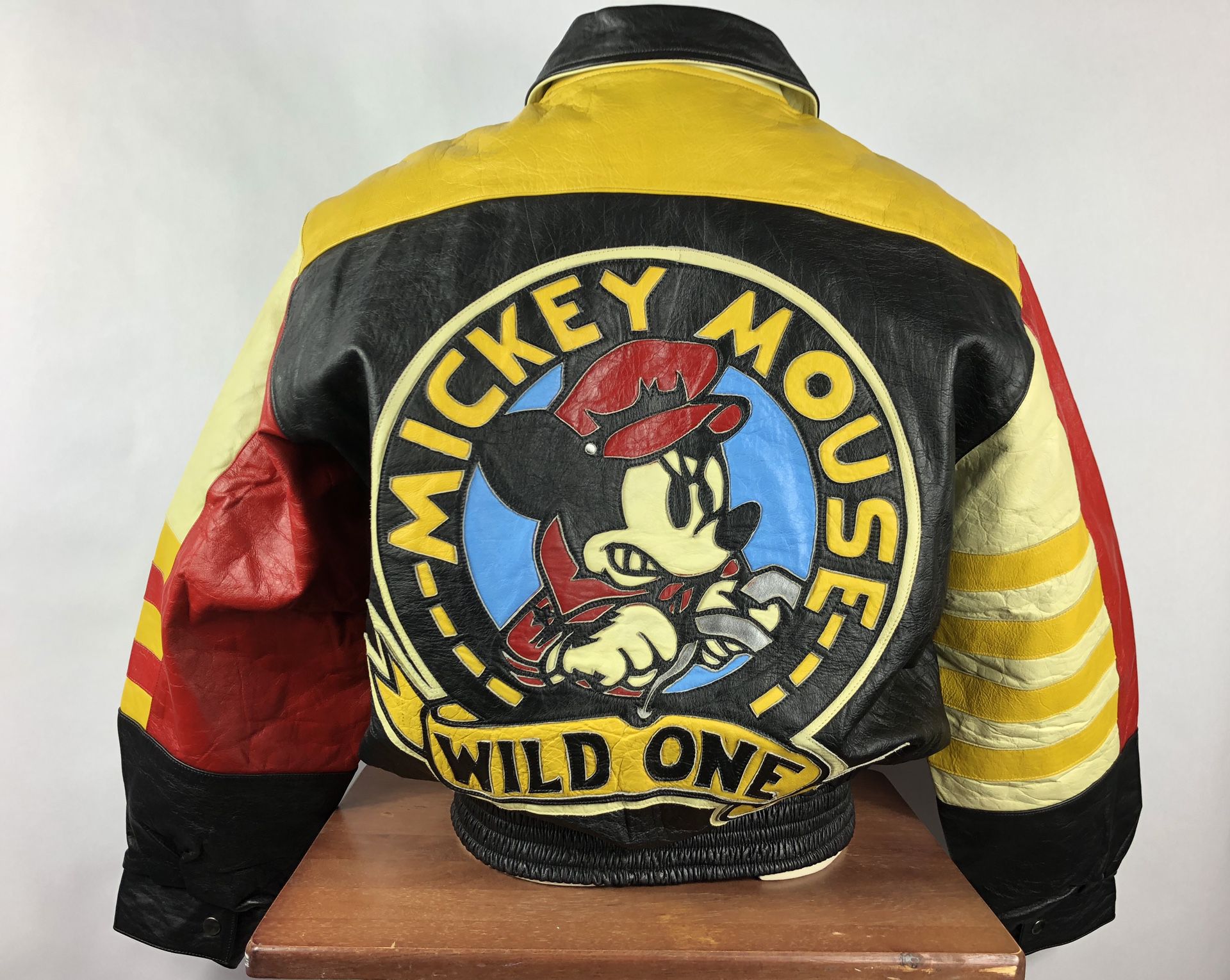 Mickey Mouse Leather Jacket Motorcycle Wild Ones Vintage size large