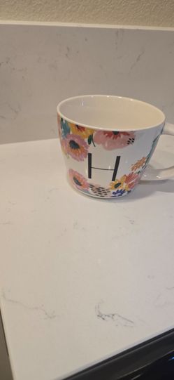 Floral "H" Initial Mug