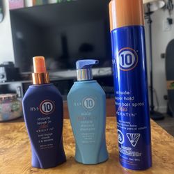 It’s a 10 Hair Products: Shampoo, Leave In Conditioner, Hair Spray