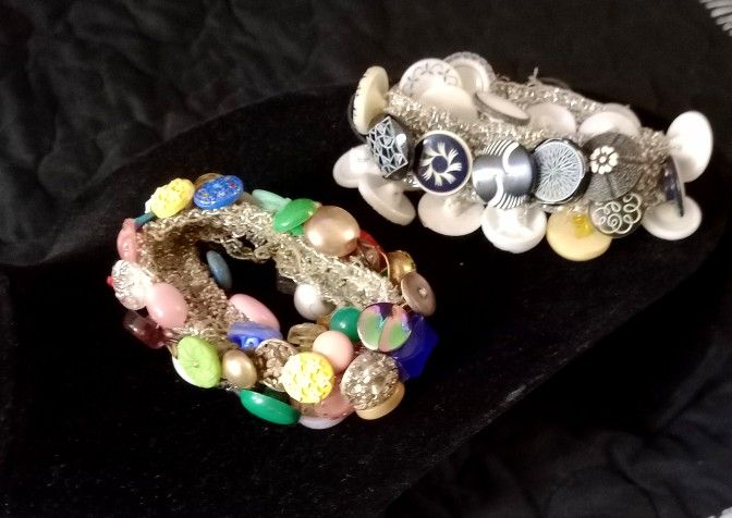 2 Vintage/Antique Button Bracelets