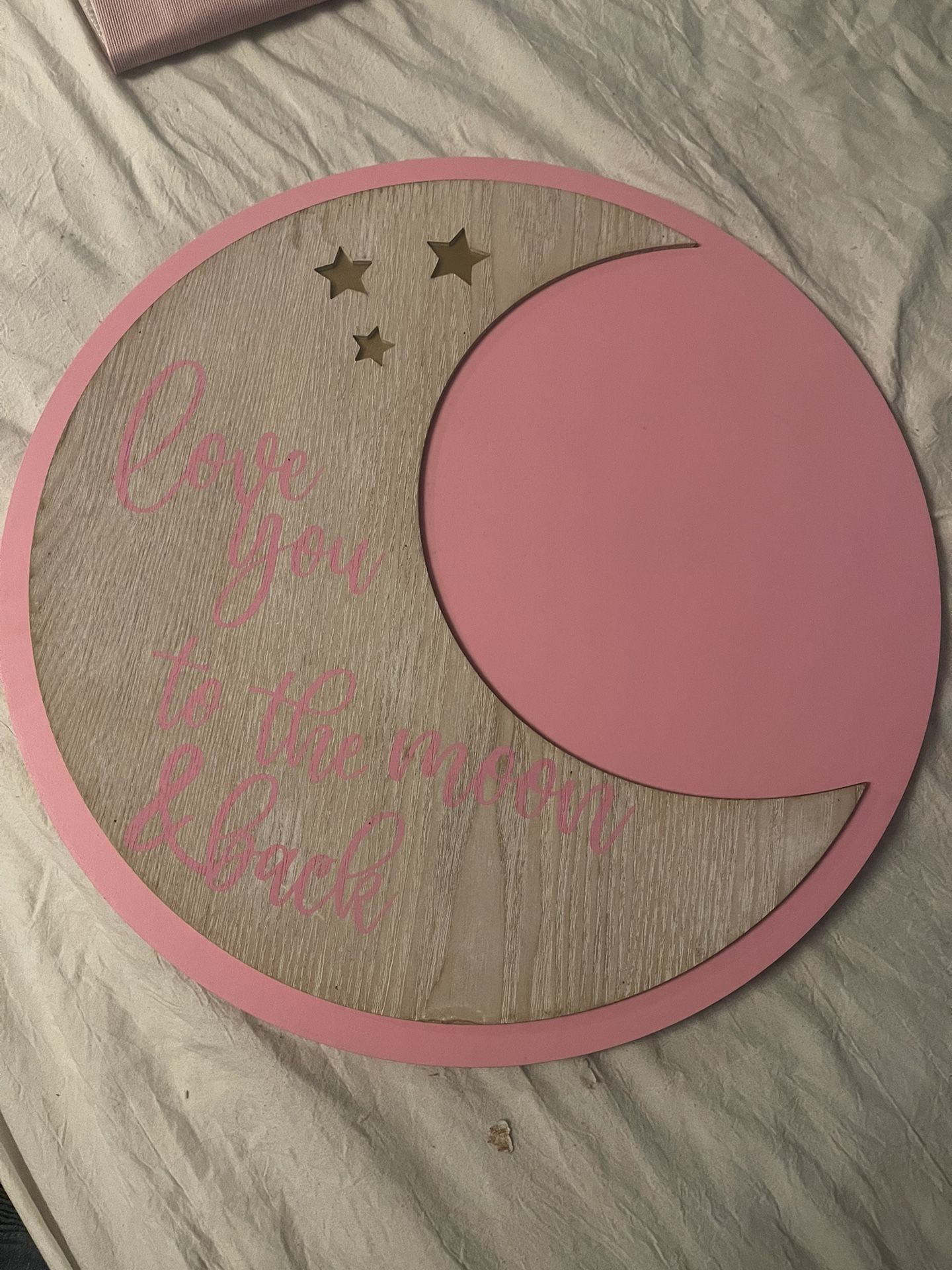 To The Moon And Back Circle Wood Sign
