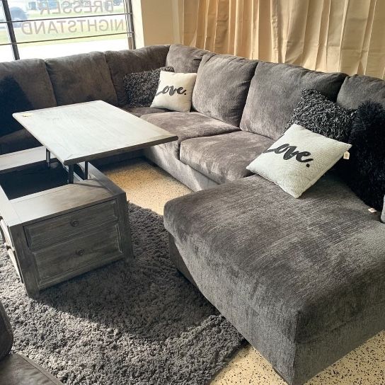 Ballinasloe Smoke 3-Piece RAF Chaise Sectional ( Couch, sofa, loveseat, recliner options