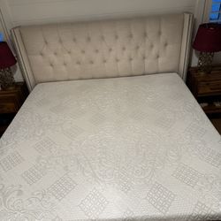 Beautiful Upholstery King Bed  with Mattress And Box Spring 