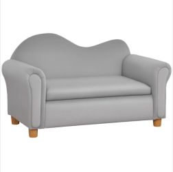 Qaba Velvet Kids Couch with Soft Arms, 33" x 16.25" x 19", Gray, SKU:310-057GY