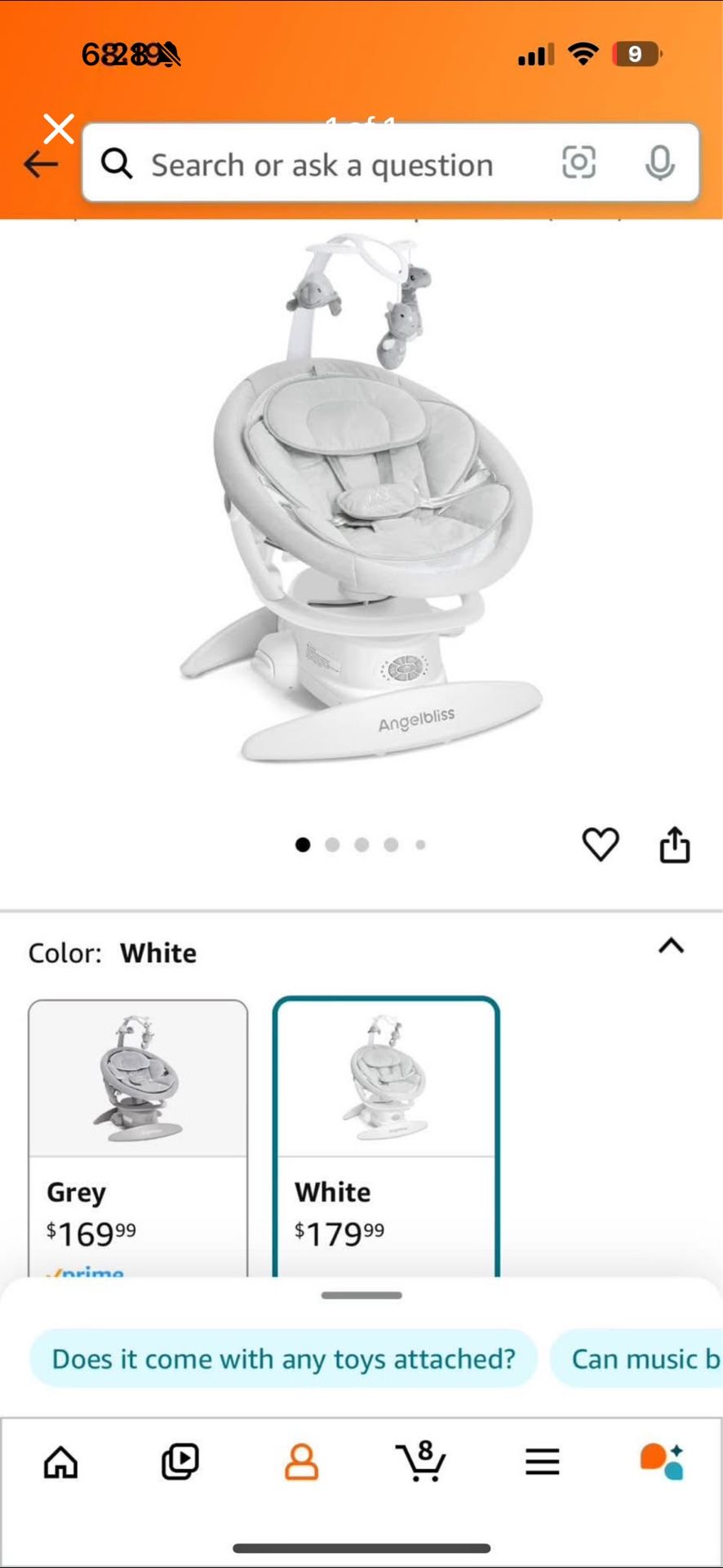Angelbliss 3 in 1 Baby Swing with Motion Detection