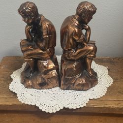 Vintage Copper “Boys Reading” Bookends