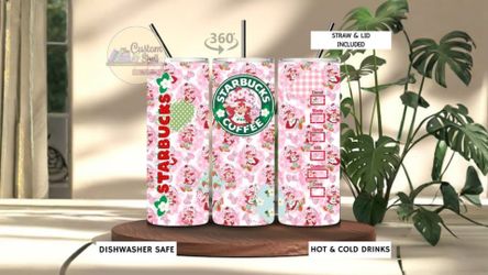 Strawberrry Starbs Inspired 20 Oz Stainless Steel Tumbler (READ DESCRIPTION)