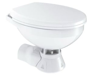 NEW! SEAFLO 12V Quiet Flush Electric Marine Toilet/Head, (Regular) - Soft Close Seat, Single Button Flush Switch Panel, Built-In Macerator, For Boat/Y