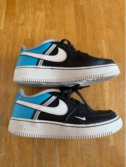 Used Nike Air Force 1 low black light blue current Youth 4y, Women’s 5.5
