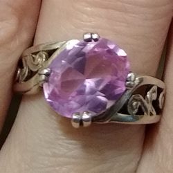 Very Pretty 🆕 Genuine Pink Sapphire Sterling Silver Ring SIZE 5.25! 💍💕