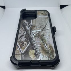 For iPhone 13 Pro Max Black Tree Camouflage Case With Belt Clíp Holster 