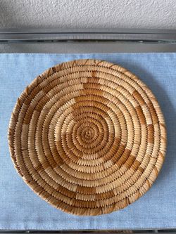 Vintage Hopi Second Mesa Style Coiled Basket Plaque Terracotta Ochre 11 Inch