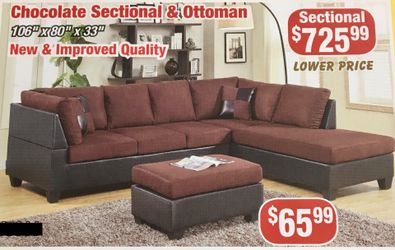 Chocolate Brown Sectional Brand New $50 Down Takes It Home!