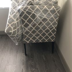 Linen Accent Chairs (Gray and White) 