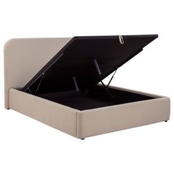 QUEEN UPHOLSTERED STORAGE  LIFT PLATFORM BED BEIGE VELVET (CO)$499  DELIVER AVAILABLE
