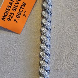 San Marco Bracelet 7" 6MM - Solid 925 Sterling Silver With Moissanite 