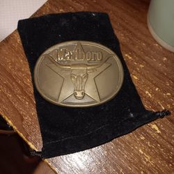 Vintage Solid Brass Philip Morris Marlboro Belt Buckle 1987
