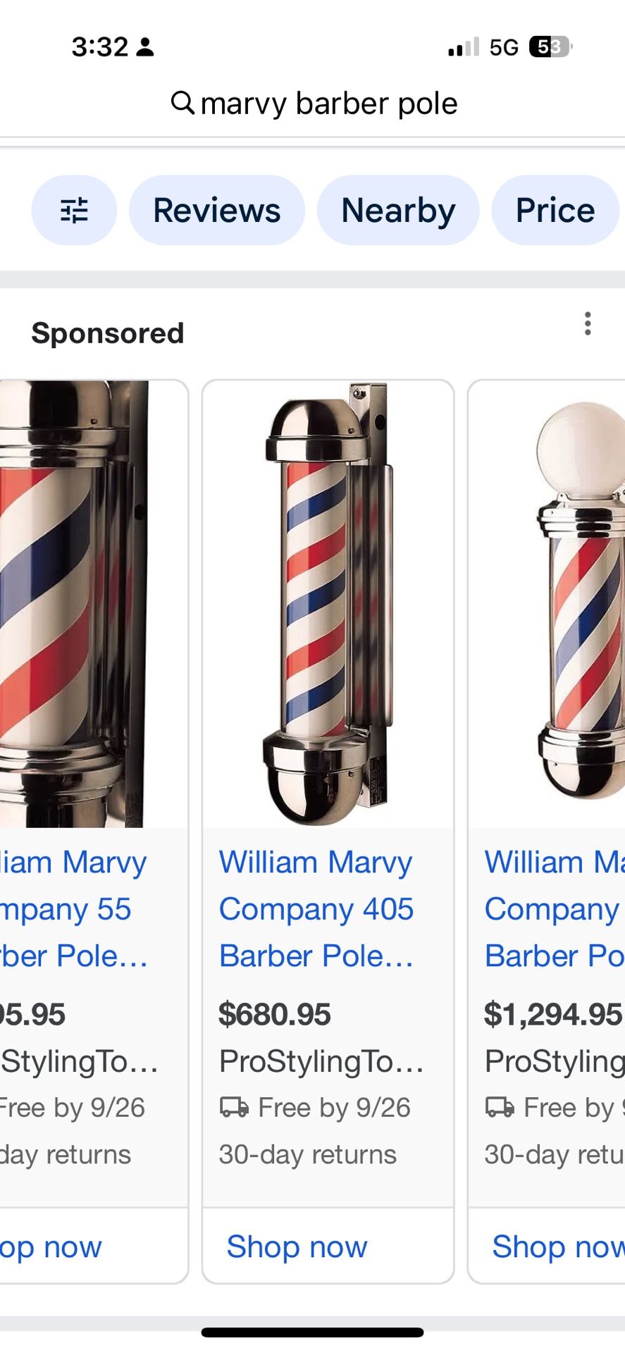 Marvy Barber Shop Pole 405