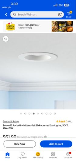 Sunco 12-Pack 6 Inch LED Recessed Can Lights