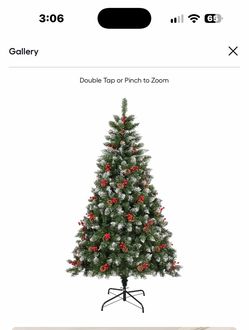 New in box 7.5-ft Snow Flocked Pine Pre-lit Artificial Christmas Tree with Warm White and Multicolor LED Lights, a122-007-312