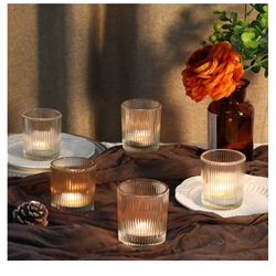 24 Pack Votive Candle Holders for Wedding Decor, Clear Glass DIY Wax Filling Romance Tealight Candle Holders,