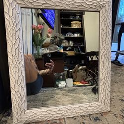 White & Grey 25”x21” Decor Mirror