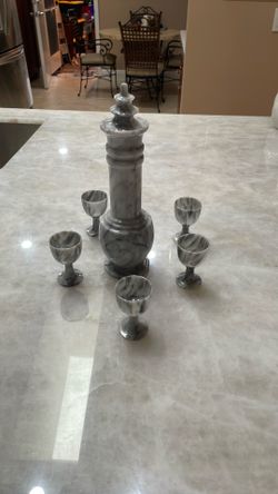 Gray Marble Decanter Set