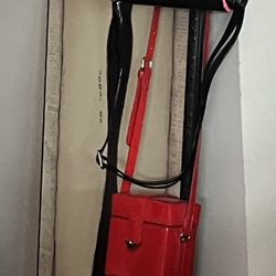 Black 'NASTY' Studded Handbag & Red Patent Shoulder Bag