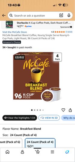 McCafe Breakfast Blend K-Cup Pods 96 Count
