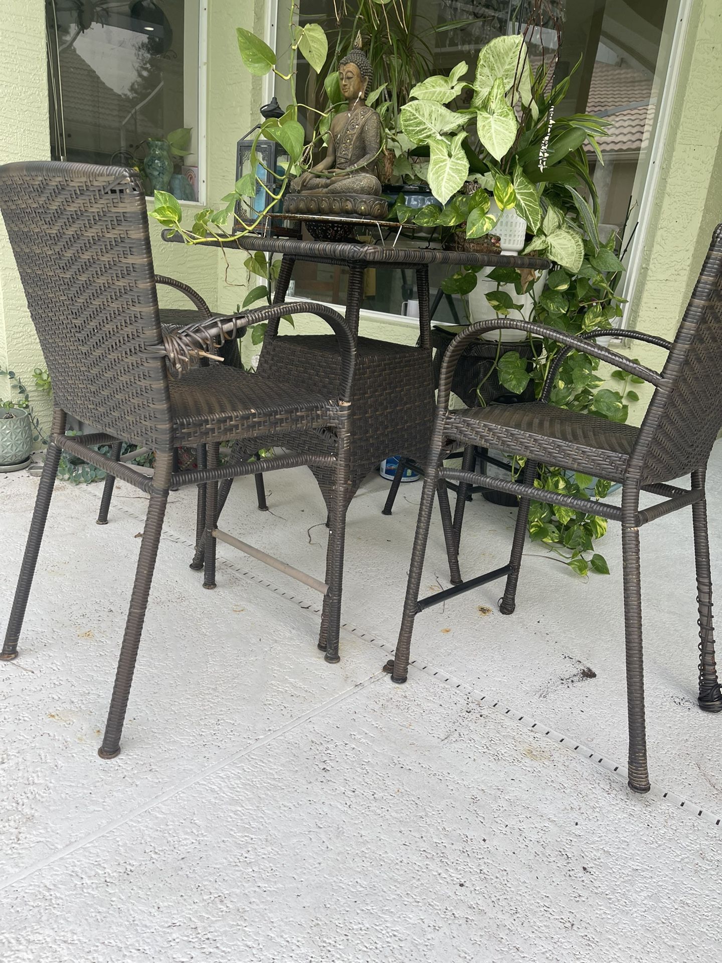 Outdoor Patio Table (Comes With 2 Chairs And 2 Stools)