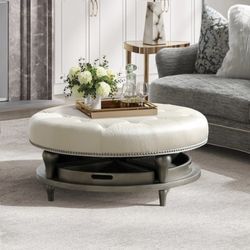 LINA ROUND COCKTAIL OTTOMAN W/ 4 TRAYS, ARIA DESIGNS