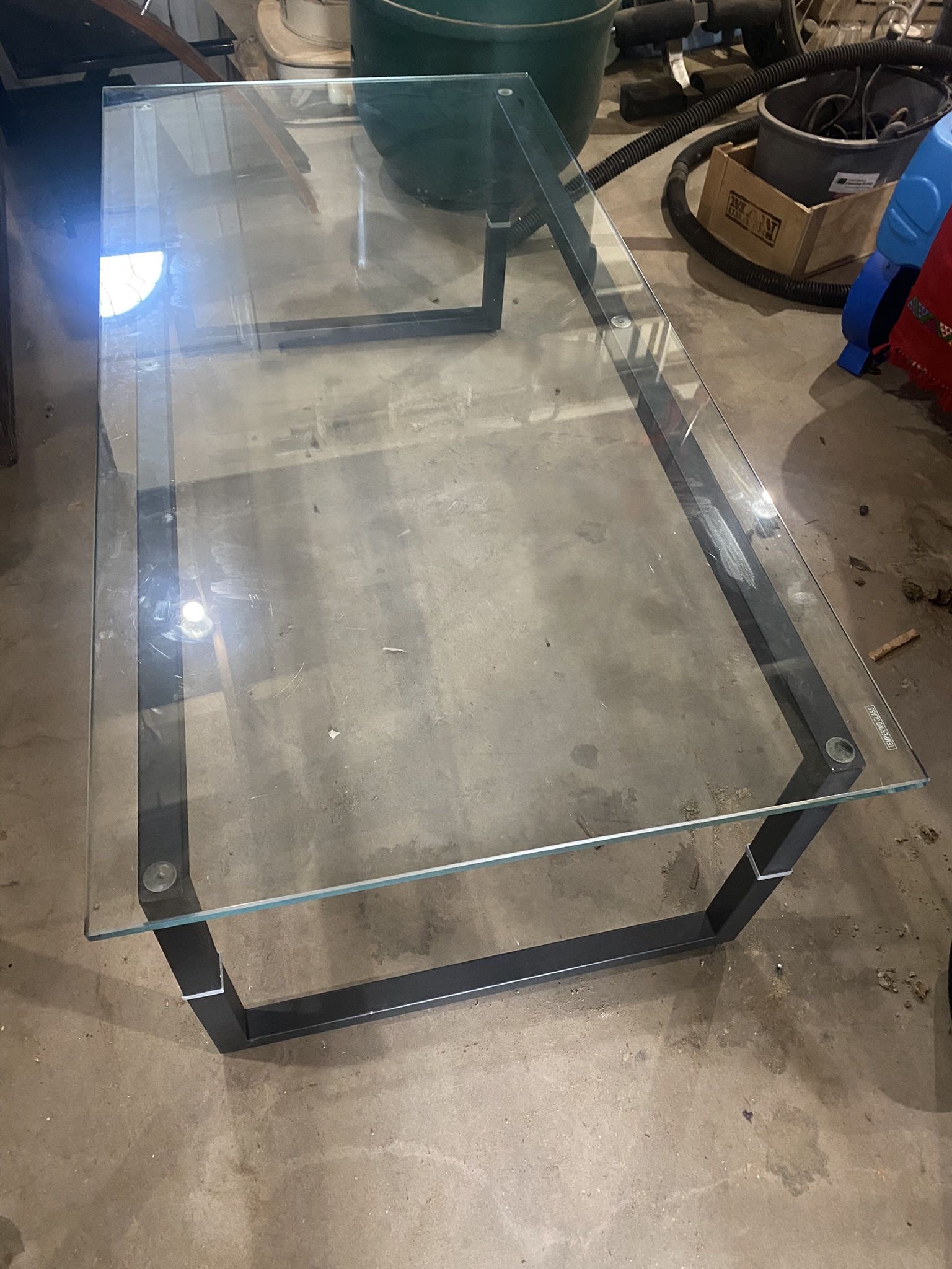 Glass and Steel Coffee Table