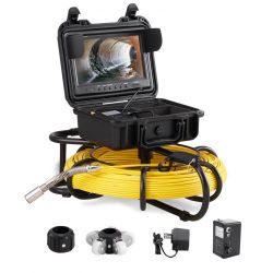 VEVOR Sewer Camera, 300 ft/91.5 m, 9" Screen Pipeline Inspection Camera with DVR Function, Waterproof IP68 Camera with 12 Adjustable LEDs, with a 16 G