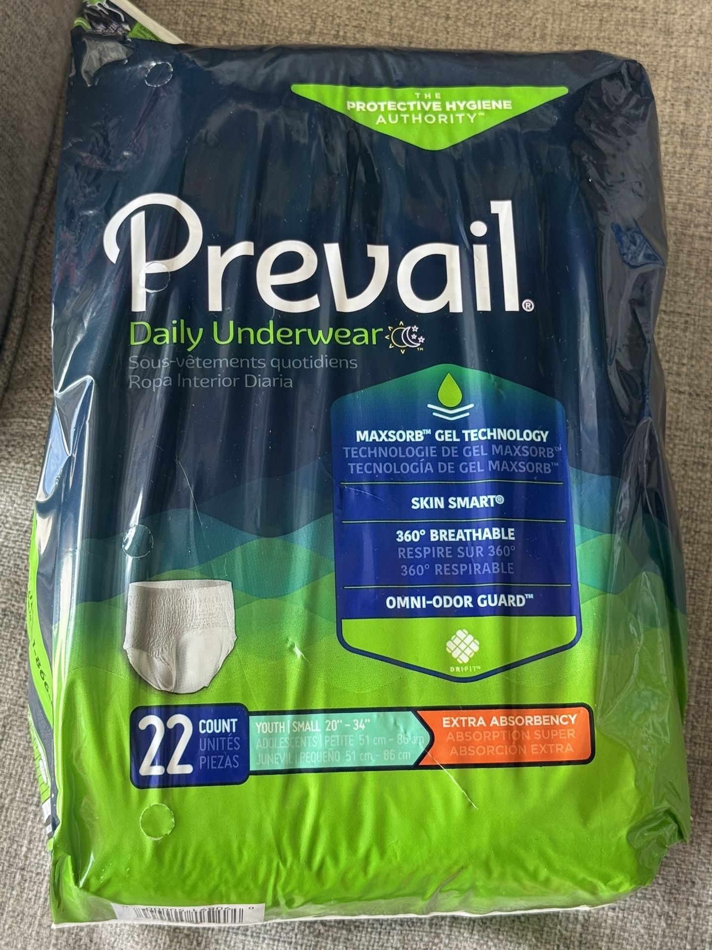 Prevail Youth Daily Underwear Pampers Size Small