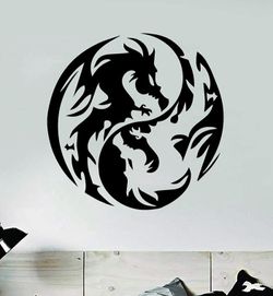 PRE MADE Wall Decal Home Decor Dragon Yin Yang