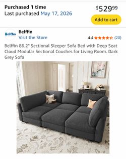 Gray Sectional Sofa | Like New | Purchased in May