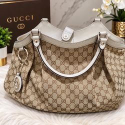 Gucci Sukey Tote GG Canvas Beige Off-White ( AUTHENTIC )
