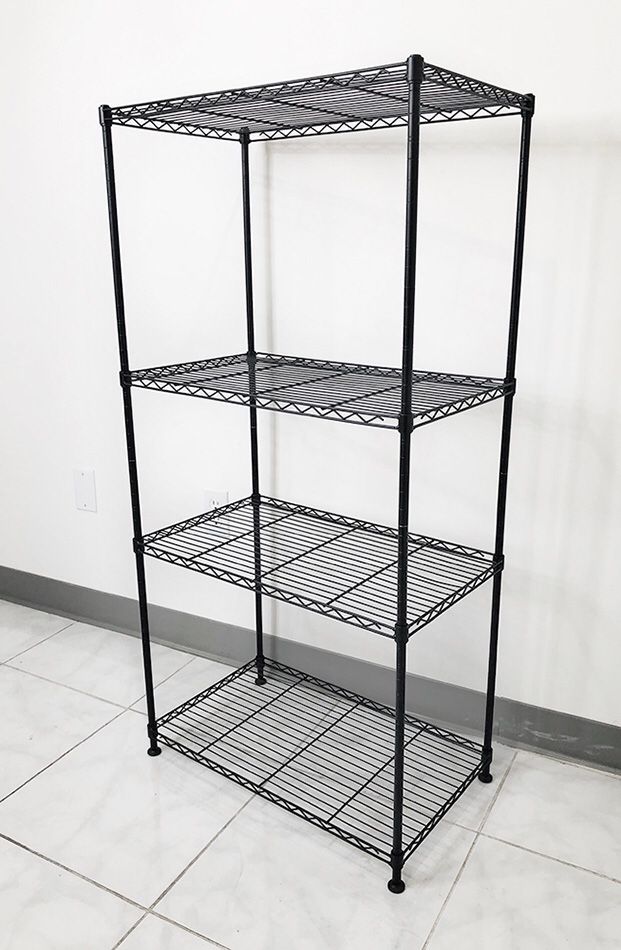 $35 NEW Small Metal 4-Shelf Shelving Storage Unit Wire Organizer Rack Adjustable Height 24x14x48”