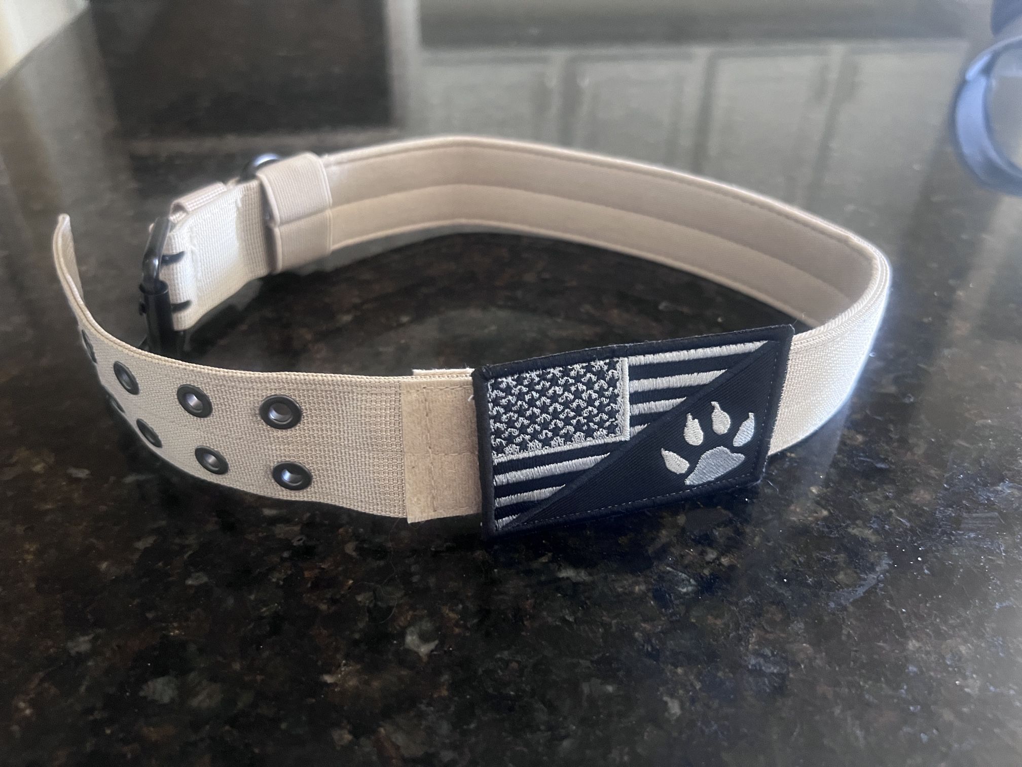 NEW DOG COLLAR- Cream Color W Patch