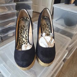 Black Suede Platforms Size 9