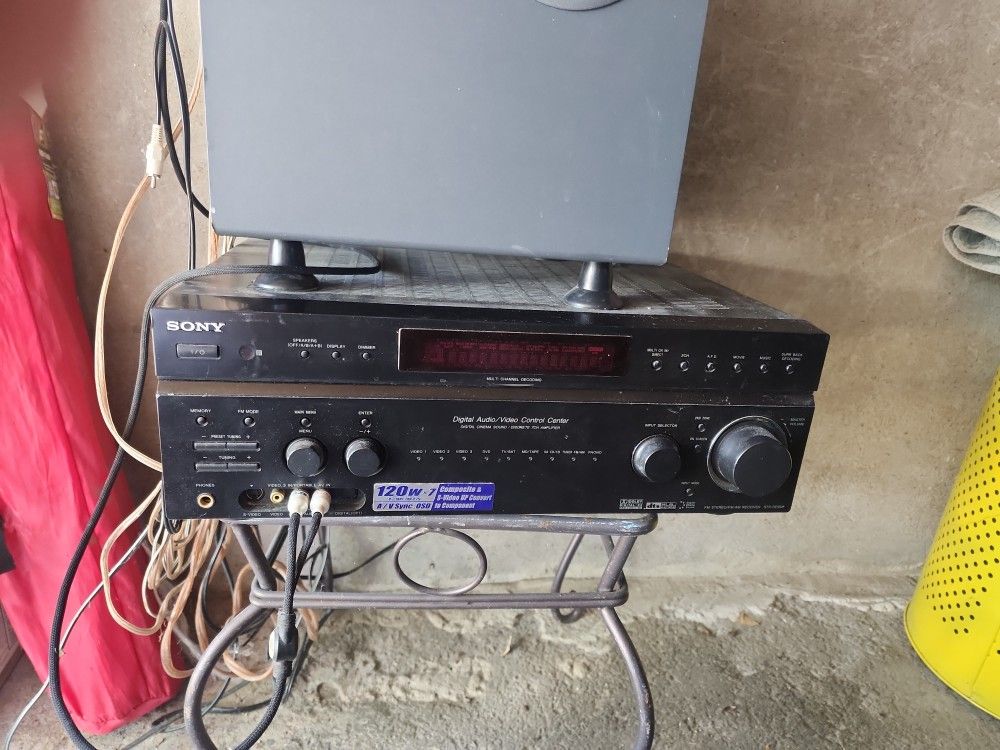 Sony Reciver And Subwoofer With Speakers