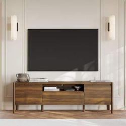 Brown Wood Grain TV Stand Entertainment Center Fits 70in TVs