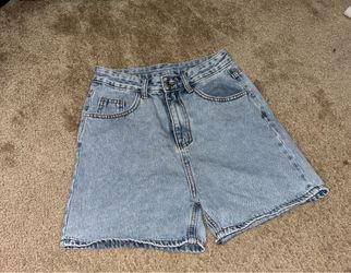 Light Blue Washed Denim Bermuda Shorts