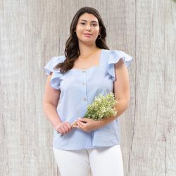 Light Chambray Button Up Top S & 3XL