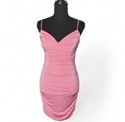 Windsor Pink Sparkle Glitter Ruched Mini Dress Size M Bodycon Cocktail Party NEW