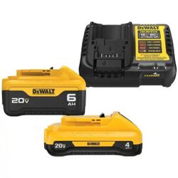 DEWALT 20V MAX Lithium-Ion 6.0Ah and 4.0Ah Battery and Charger Starter Kit (Model: DCB2460C)