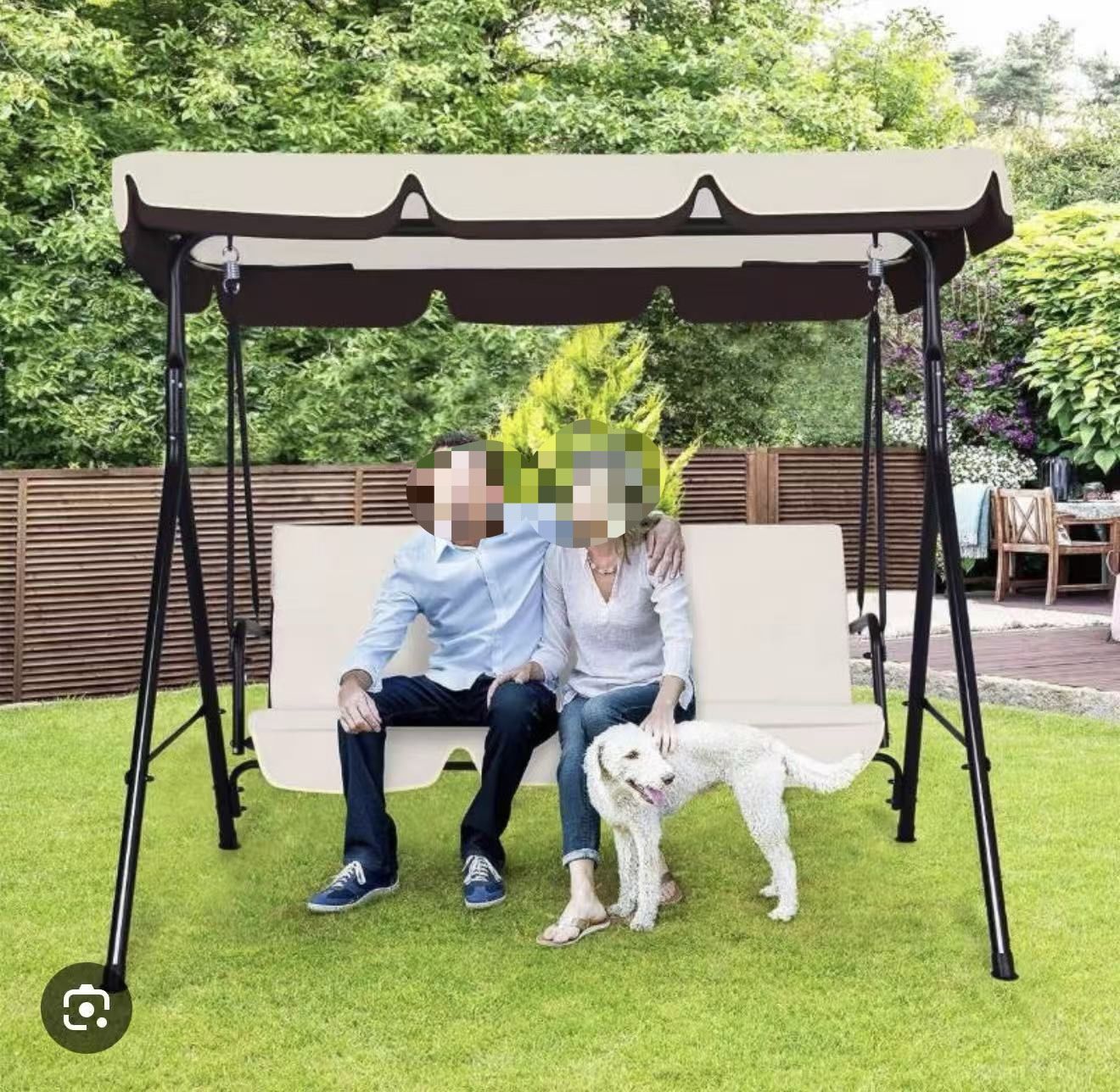 3-seater swing chair with adjustable awning, outdoor porch swing, beige $60 