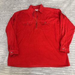 VTG Marlboro Red Corduroy 1/4 Zip Pullover Jacket Shirt Size L
