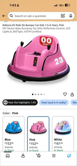 Kidzone Ride On Bumper Car